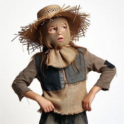 Girl in scarecrow costume