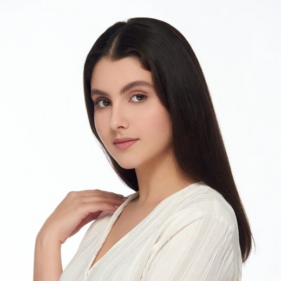 Young woman with long black hair