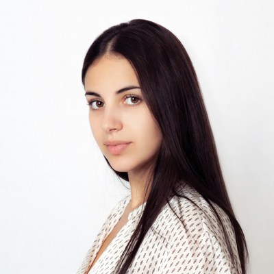 Young woman with long dark hair