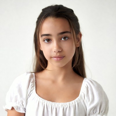 Young girl in white off-shoulder top