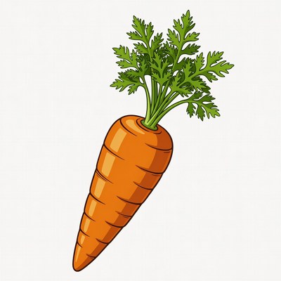 Carrot illustration with green tops