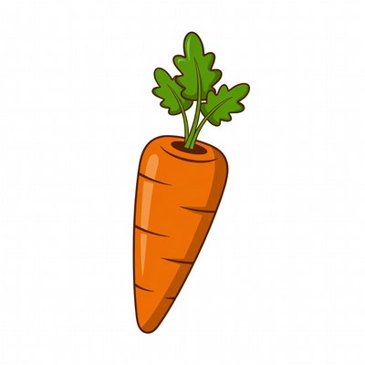 Cartoon carrot with green tops