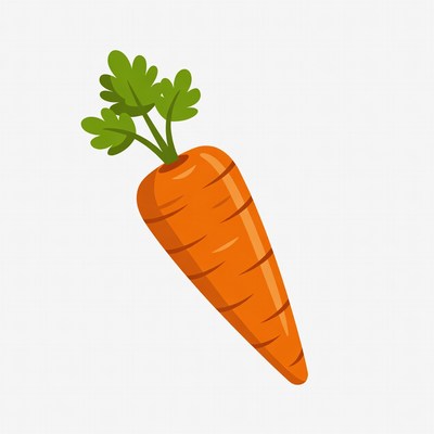 Cartoon carrot with green leaves
