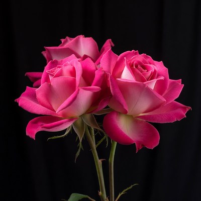 Pink Roses on Black Background