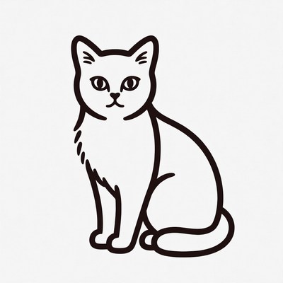 Sitting Cat Line Art