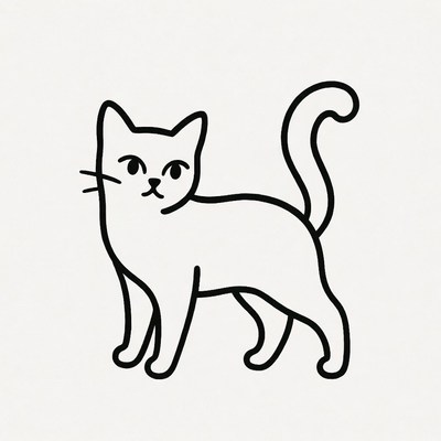 Black line art cat illustration