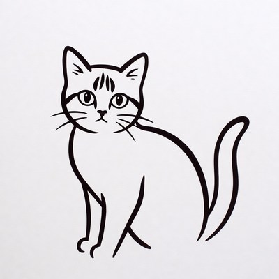 Black Outline Sitting Cat