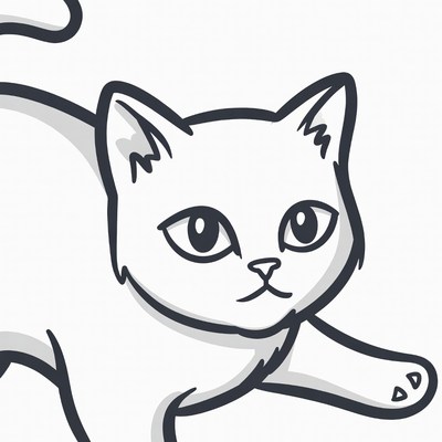 Cute cat illustration outline