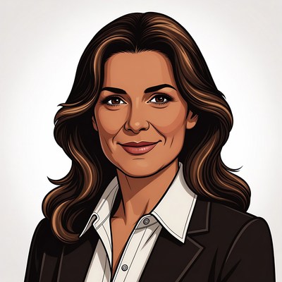 Smiling woman in black suit