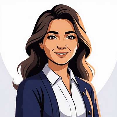 Smiling woman in navy blazer