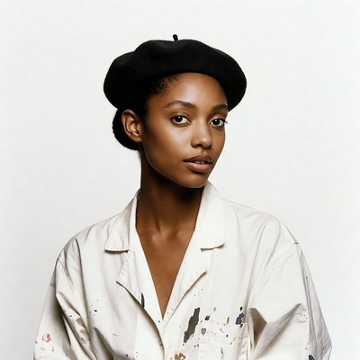 African-American woman wearing beret