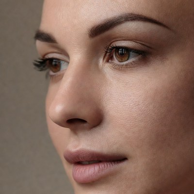 Close-up woman profile face