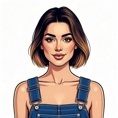 Woman in blue overalls portrait