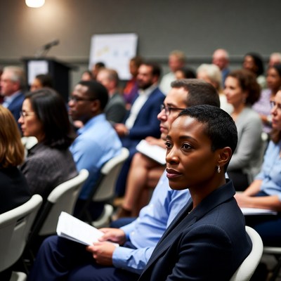 African-American woman at business conference