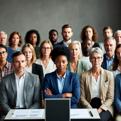 African-American woman leading diverse business meeting