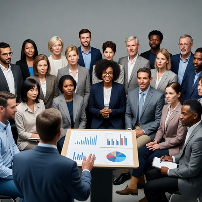 Diverse team in business meeting presentation