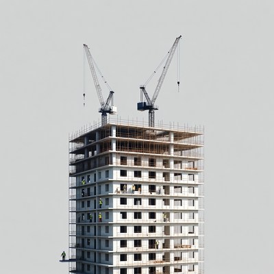 Construction workers on high-rise building