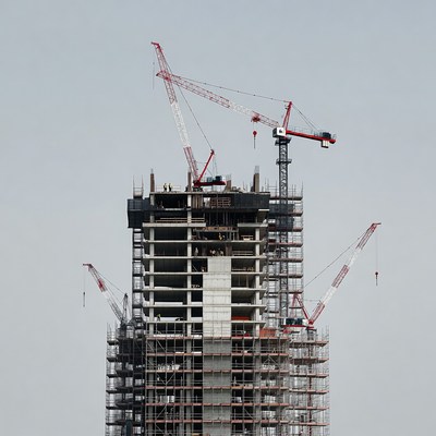 High-rise building construction cranes