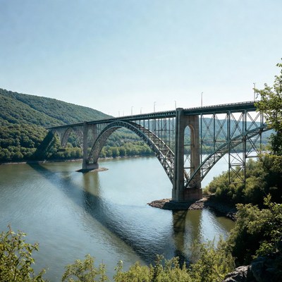 Steel Arch Bridge over River