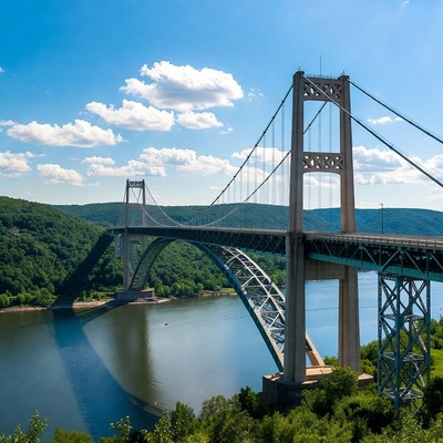 Suspension Bridge over River