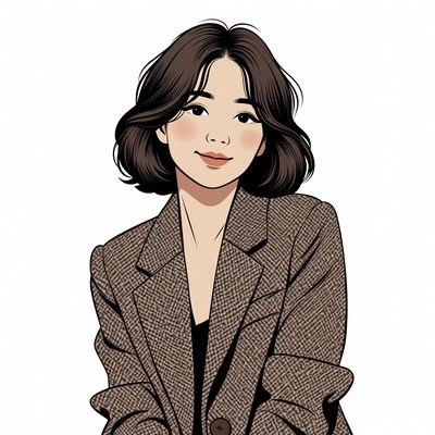 Asian woman in brown blazer