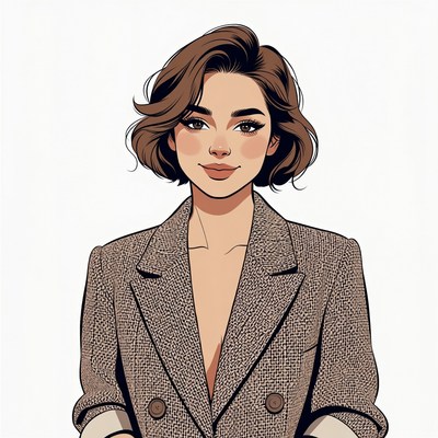 Woman in brown blazer illustration
