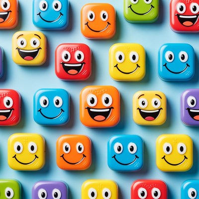 Colorful Smiley Face Squishy Toys