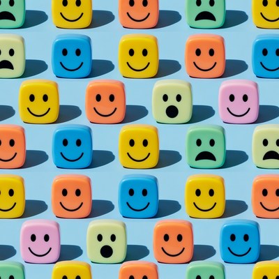 Colorful Smiley Face Dice Pattern