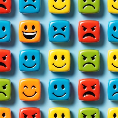 Colorful Emoticon Tiles Pattern