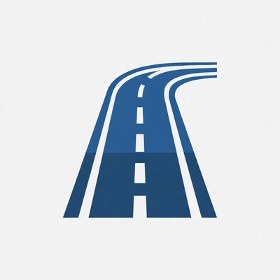 Curved Blue Road Icon