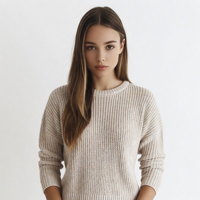 Woman in beige sweater