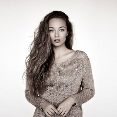 Woman with long wavy hair