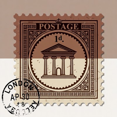 Vintage 1d Postage Stamp Temple