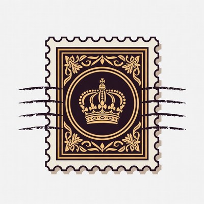 Golden Crown on Ornate Stamp
