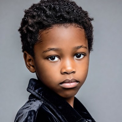 African-American boy with curly hair
