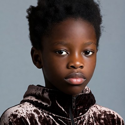African boy in velvet hoodie