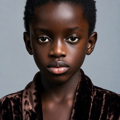 African boy in velvet jacket