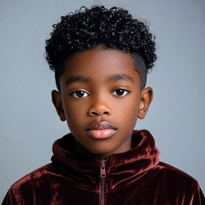 African-American boy with curly hair