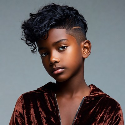 African-American boy with curly undercut hairstyle