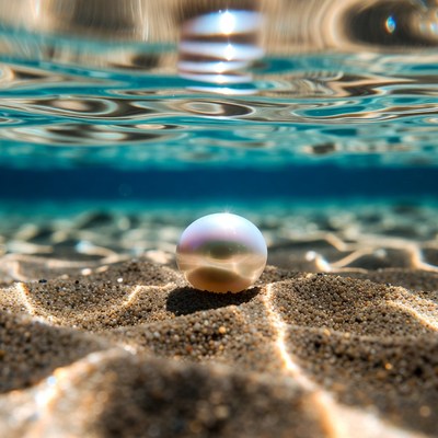 Pearl on sandy ocean floor