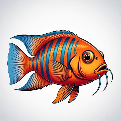 Colorful Orange Clownfish Illustration