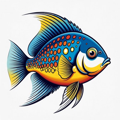 Colorful Blue Angelfish Illustration