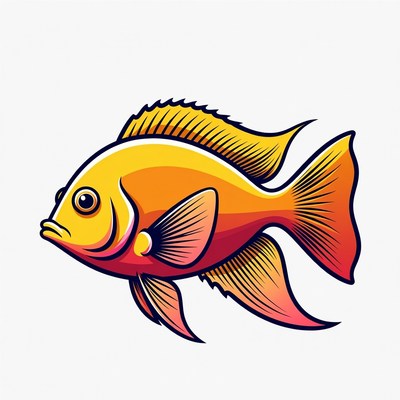 Bright Yellow Angelfish Illustration