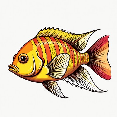 Colorful Angelfish Illustration