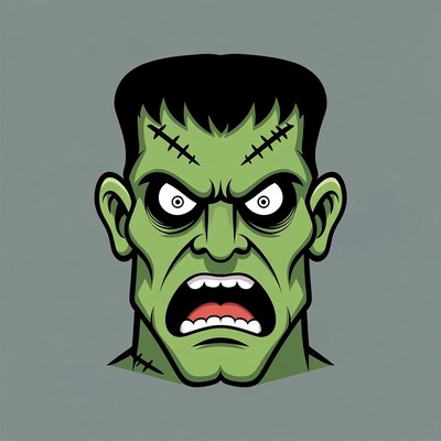 Angry Frankenstein Monster Cartoon Face