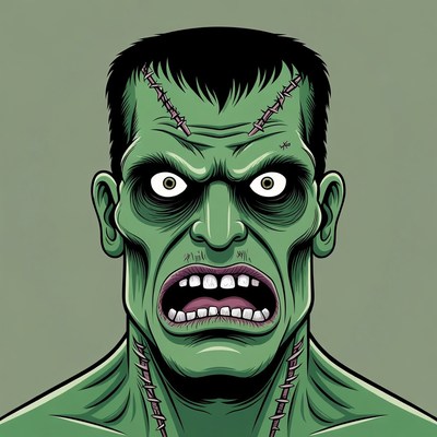 Green Frankenstein Monster Illustration