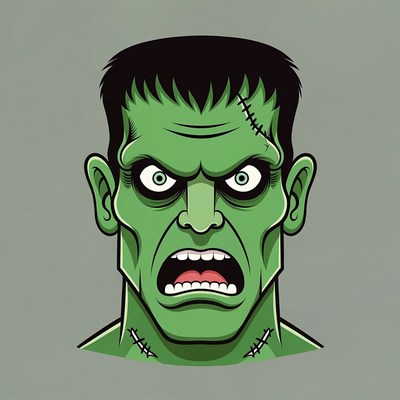 Cartoon Frankenstein Monster Face