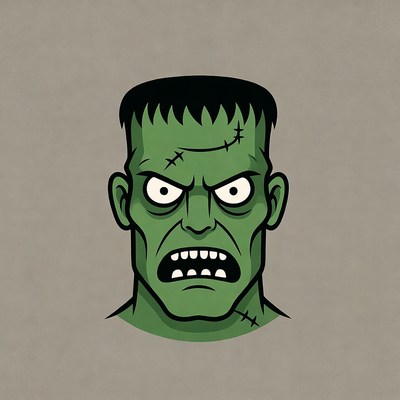 Angry Frankenstein Monster Cartoon Face