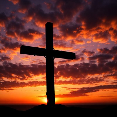 Cross Silhouette at Sunset