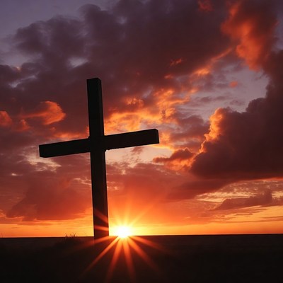 Cross Silhouette at Sunset